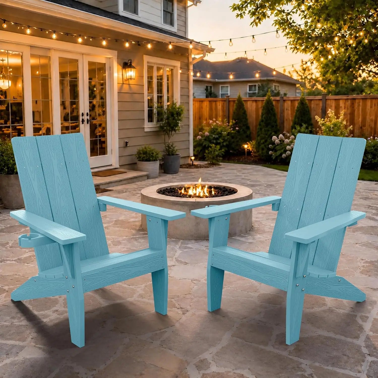 Adirondack Chairs Set of 2 Outdoor: 450lb Capacity&33in Tall Backrest Oversized Modern Adirondack Chairs -, Customized