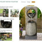 Illuminated Outdoor Mountain Fountain, 39.7 Tall, for Garden and Home Decor