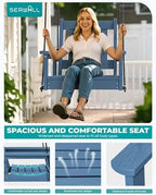 HDPE Single Porch Swing, Heavy Duty Single Person Swing Chair with 2 Polypropylene Hanging Ropes, Adirondack Hanging