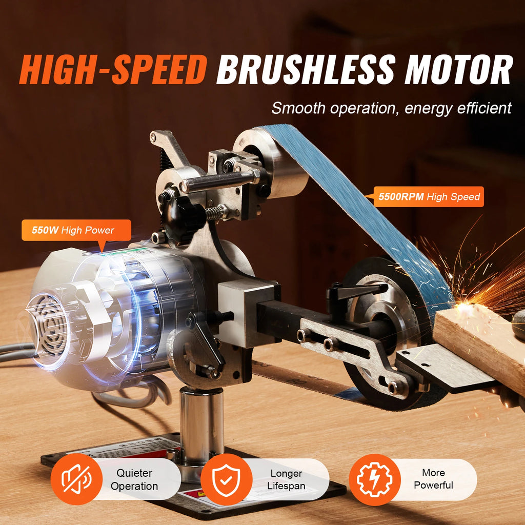 SucceBuy Belt Grinder Sander 30 x1-Inch Variable Speed Belt Polisher W/VFD 550W Grinding Polishing for Metalworking Knife Making