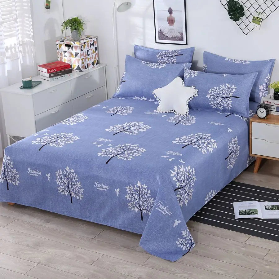 3pcs/Set Home Textile Bed Sheet Set with Pillowcases Cotton Material Lovers Room Bedding Room Flat Sheet