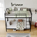 Twin Over Twin Metal Bunk Bed Convertible 2 Single Beds Heavy Duty Noise-Free Frame With Ladder Guardrails No Box Spring Needed Black