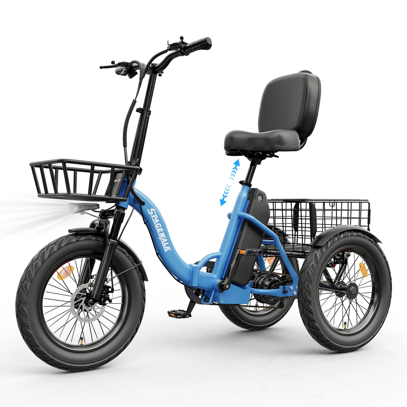 Spacewalk Electric Tricycle for Adults, Folding Trike Bike for Adults | 748.8Wh Removable Battery, Peak 1200W Motor, 18*3.0 Fat Tire, Step-Thru Electric Tricycle, Up to 60 Miles, 18MPH