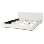 Elegant White Upholstered King Bed with Solid Wood Frame for Ultimate Comfort