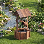 Garden Rustic Wishing Well Wooden Water Fountain with Pump