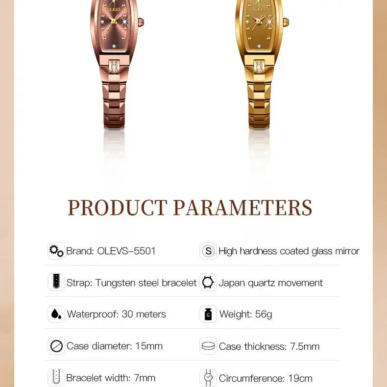OLEVS 5501 Women Watch Fashion Tungsten Steel Brand Luxury Waterproof Watch Elegant Rose Gold Diamond Noble Women Quartz Watch