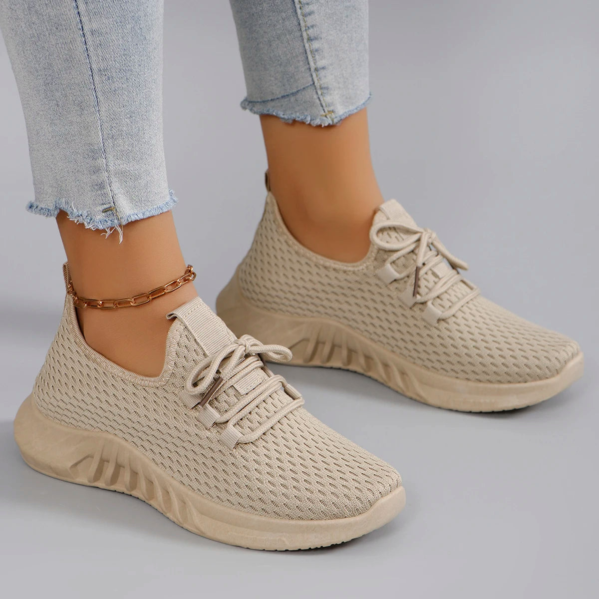 Women's Breathable Mesh Flat Shoes Casual Sports Sneakers Summer Walking Shoes Clearance Free Shipping