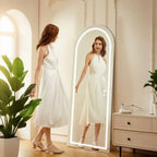 Arched LED Full Length Mirror, 64x23 Inch Large Arch Floor Mirror with Lights, Dimmable Full Body Standing Mirror, Customized