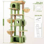 80 Inch Tall Multi-Level Cactus-Inspired Cat Tree with 3 Caves and 3 Baskets for Large Cats
