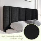 Twin Bed Frame with Adjustable Upholstered Headboard, Linen Fabric Platform Bed with Heavy Duty Wood Slats, Noise-Free,, Custom