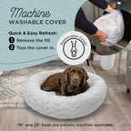 Luxury Calming Donut Cuddler Pet Bed with Throw Blanket, Gray, Large, 36x36