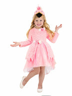 Halloween Costume Adult Family Pink Feather Trim Dress Headband Set Flamingo Style Masquerade Party Outfit