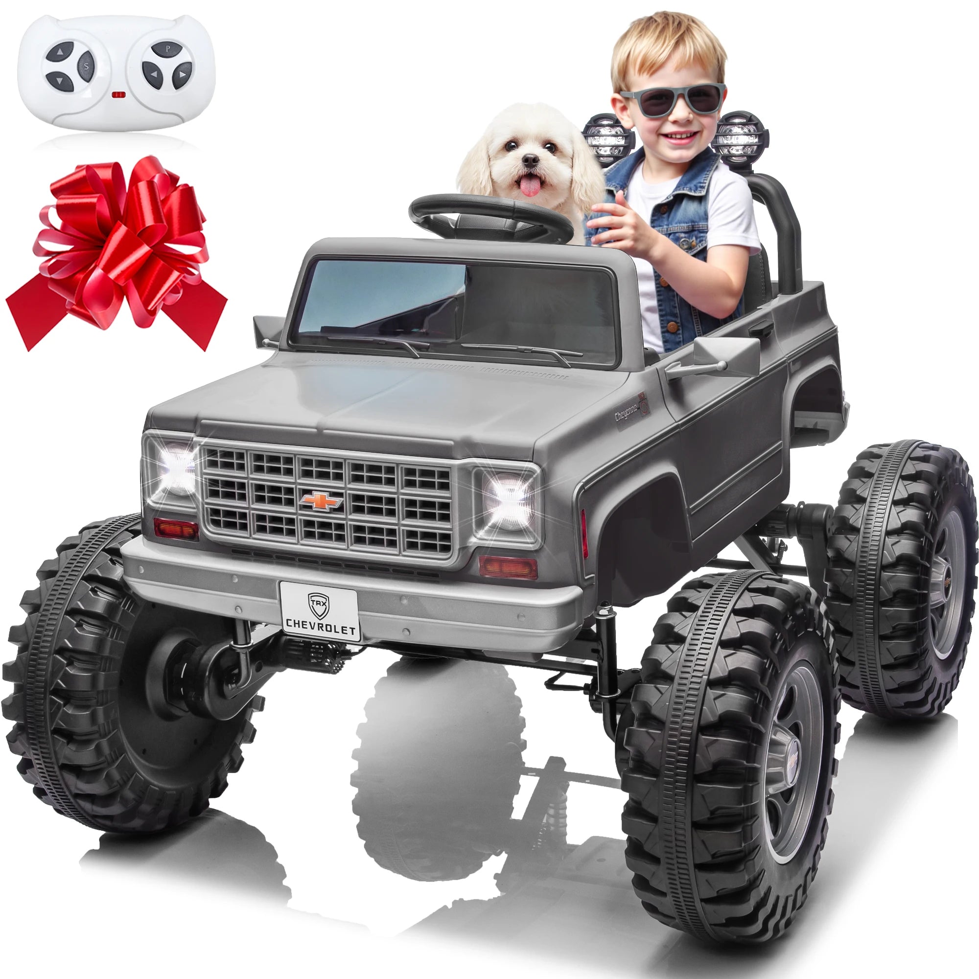 Licensed Chevrolet Cheyenne 24V Ride on Car 4X200W Motor Remote Control Decoration Streamer 24 Volt Ride on Toys for Kids