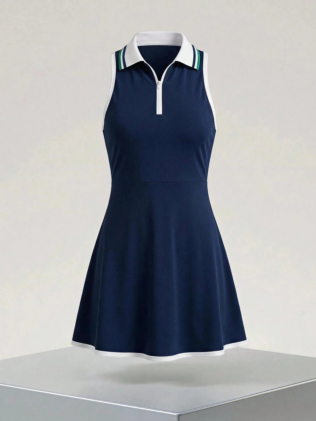 Tennis Dress Women's Premium Sleeveless Moisture-Wicking Fabric with Inner Shorts, Chic Stand Collar Playsuit for Outdoor Sports, Gym and Vacation