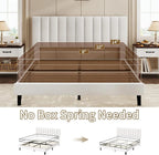 Queen Size Platform Bed Frame with Upholstered Headboard, Velvet, Height Adjustable, No Box Spring Needed, Easy Assembly