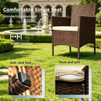 4-Piece Outdoor Rattan Patio Furniture Set, Brown PE Wicker Conversation Set With Cushions& Glass Coffee Table, Perfect For Backyard, Balcony, Poolside