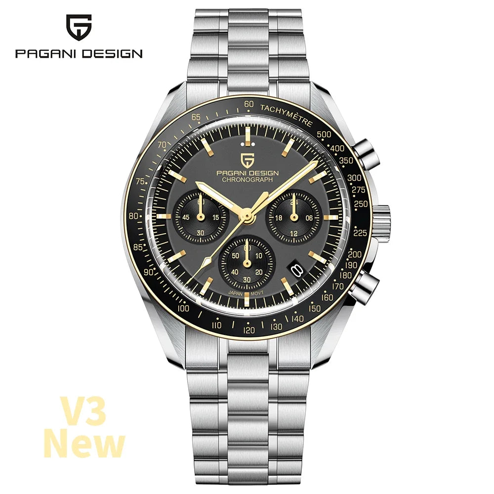 PAGANI DESIGN 1701 Moon Watches 2026 New Woven Strap Luxury Quartz Watch For Men Speed Chronograph AR Sapphire Mirror Wristwatch