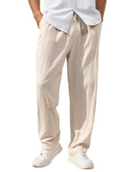 Men's Casual Cotton Linen Pants Loose Straight Breathable Summer Trousers Comfortable Linen Clothing