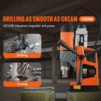 SucceBuy 11PCs Magnetic Drill Motor 1.6 in 1450W Boring Diameter 850RPM Speed 2810 lbf Portable Electric Mag Drill Press