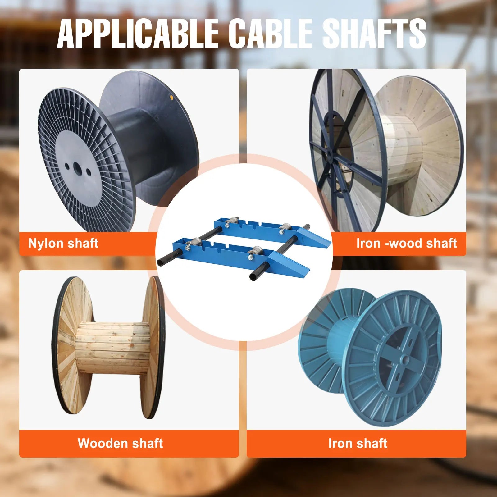 Industrial Steel Wire Dispenser 1500kg Cable Drum Roller Pay-off Stand Steel Wheel Cable and Optical Cable Pay-off Tool
