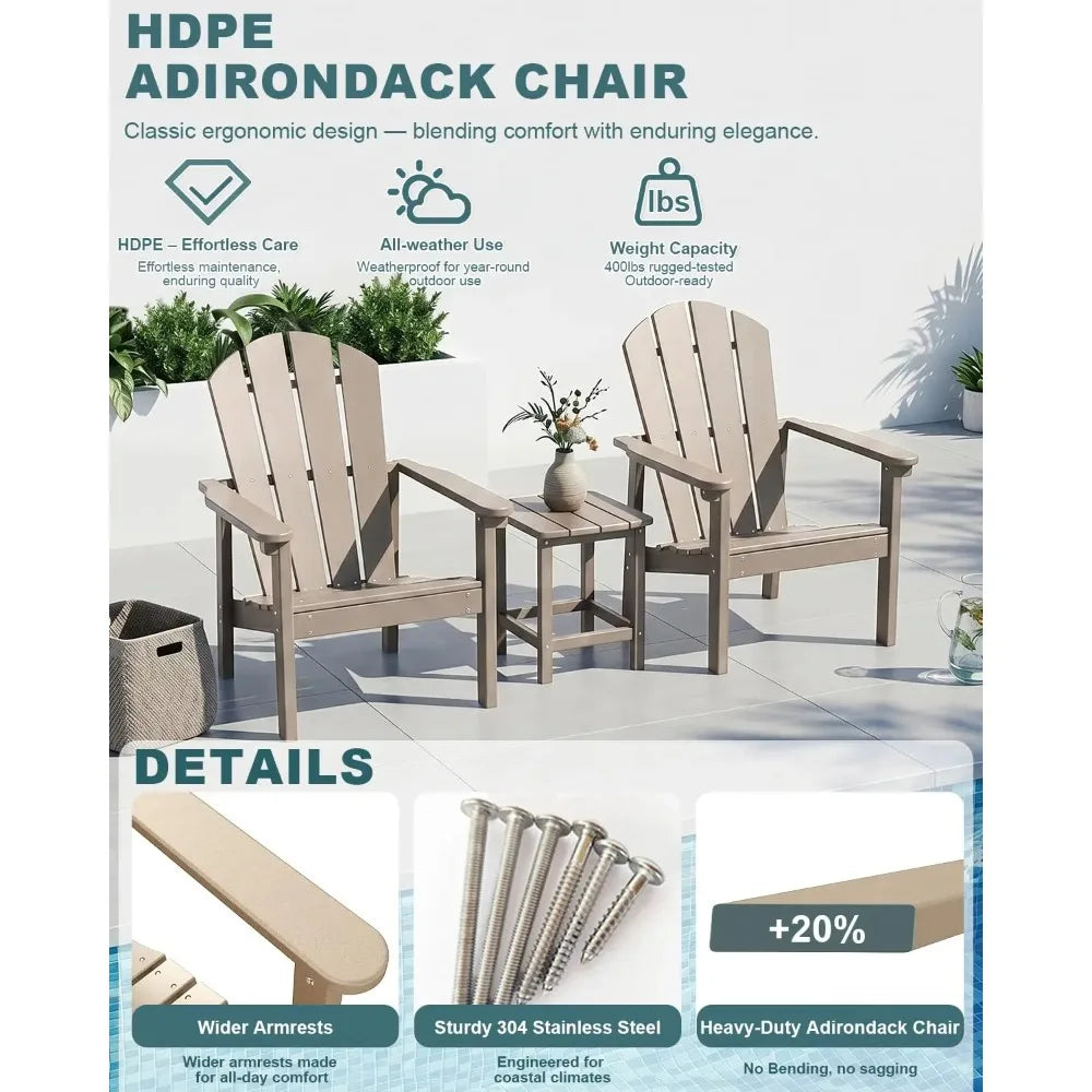 Adirondack Chair Set of 4, All Weather HDPE Fire Pit Chairs, Oversized Plastic Adirondack Chair for Outdoor,, Customized
