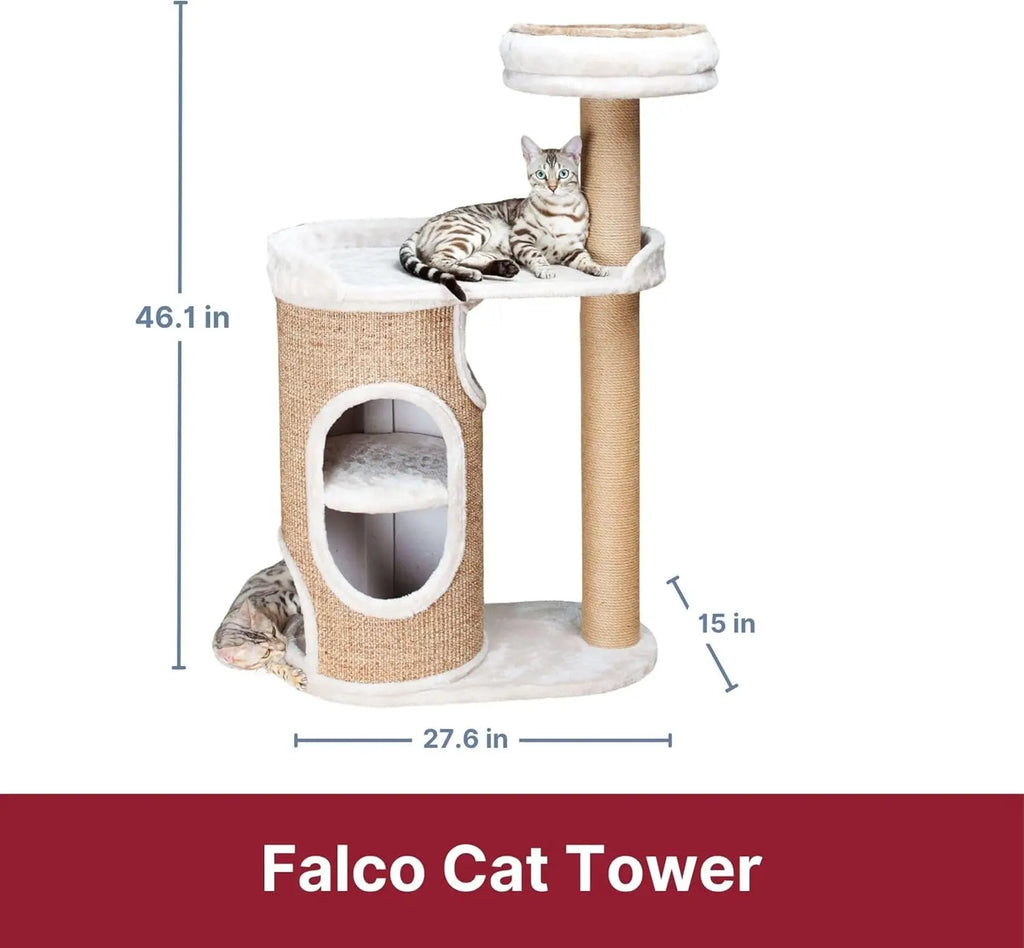 Indoor 2-Story Cat Condo, Sisal Posts, Brown, Removable Bed for Easy Clean