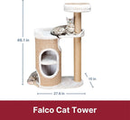 Indoor 2-Story Cat Condo, Sisal Posts, Brown, Removable Bed for Easy Clean