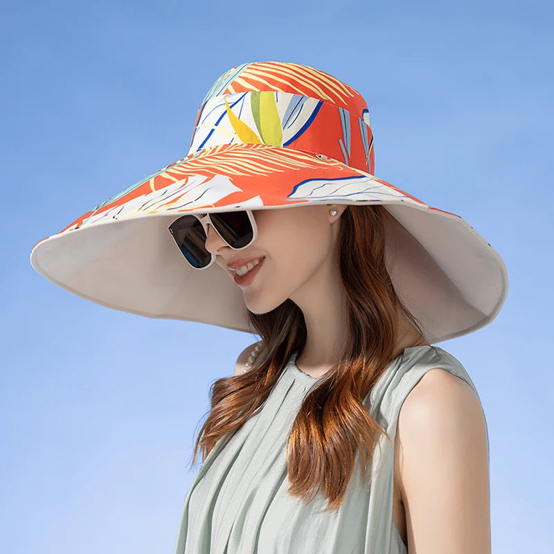 Xinbaoguan 100% Cotton European and American Cross border Women's New Double sided Fisherman Hat Summer Enlarged brim Sun hat