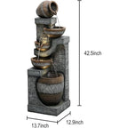 Multi-Level Outdoor Water Fountain - 42.5 Tall Cascading Feature - Ideal for Decks, Patios, Yards