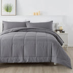 All Season Lightweight Comforter Set 3Pcs Soft Quilted Bedding Sets Box-Stitch Bed in a Bag Include 1 Comforter 2 Pillowcases Breathable Home Bedroom Textile Decor