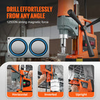 SucceBuy 11PCs Magnetic Drill Motor 1.6 in 1450W Boring Diameter 850RPM Speed 2810 lbf Portable Electric Mag Drill Press