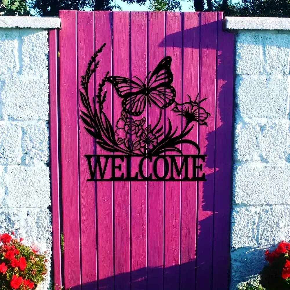 Indoor and Outdoor Minimalist Metal Wall Decorations Owl Butterfly Hummingbird Welcome Signs