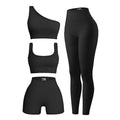 4 Pcs Workout Sets For Women Ribbed Leggings Clothes Yoga Sets Active Wear Matching Work Out Sets Gym Pilates Outfits