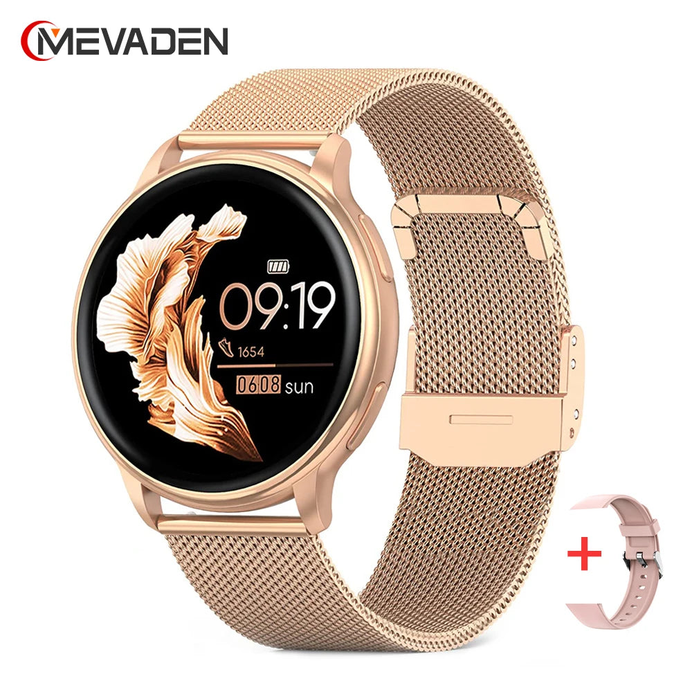 MEVADEN 1.32 inch Luxury Smartwatch Bluetooth Call Women Fashion Sports Fitness Tracker Health Monitor Smart Watch for Ladies
