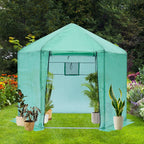 Step in hexagonal greenhouse -9.2 * 8.1 feet, upgraded and reinforced frame, thickened waterproof and thermal insulation layer