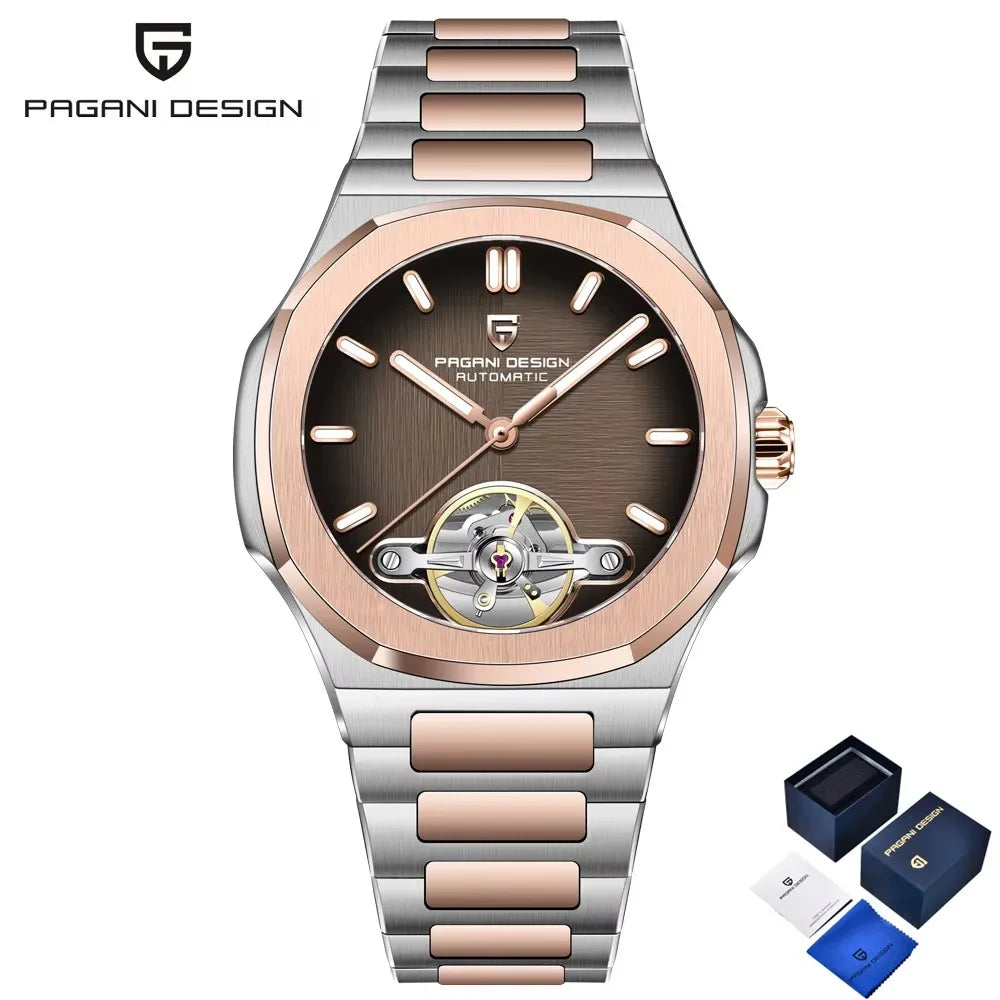 2026 New PAGANI DESIGN Men's Watches Rose Gold Luxury Automatic Watch For Men Tourbillon Mechanical Watch AR Sapphire Clock Gift