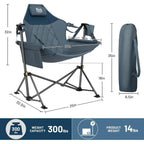 Portable Heavy-Duty Hammock Chair with Adjustable Backrest, Supports 300lbs, Ideal for Camping, Travel, and Patio, Blue 2-Pack