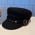 Women's Beret Black Star Hat Spring and Autumn Winter British Retro Fashion New Sea Military Style Korean Caps Mother Hats