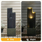 39'' H Outdoor Water Fountain Modern Cascading Freestanding Fountain with LED Lights for Garden Patio Porch Lawn Backyard Decor