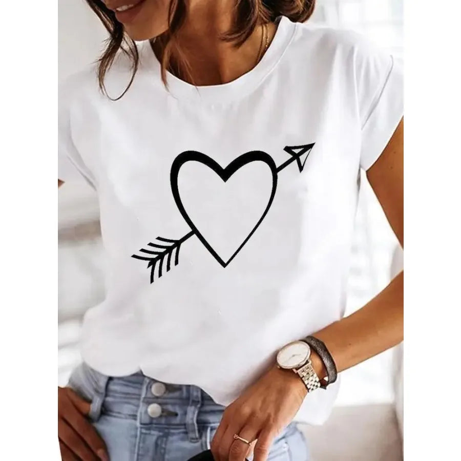 【New Arrival】Women's White Dragonfly Print Tee Let It Be Summer Casual Top