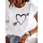 【New Arrival】Women's White Dragonfly Print Tee Let It Be Summer Casual Top