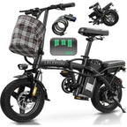 Compact 560-740W Electric Bike for Adults and Teens, 20-25MPH Speed, 32-Mile Range, 48V 10Ah Battery, 3-Level Assist, UL 2849 Ce