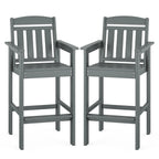 Farini Set of 2 Tall Adirondack Chairs, HDPE Bar Stools with Connecting Tray, All-Weather Patio Chair, Bar Height for Balcony