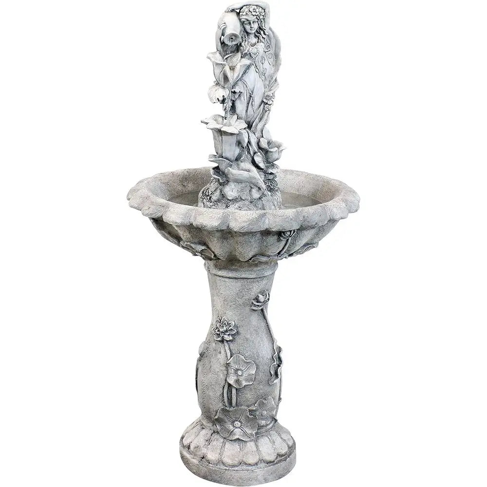 42-Inch Outdoor LED-Illuminated Water Fountain for Garden, Patio, and Decks