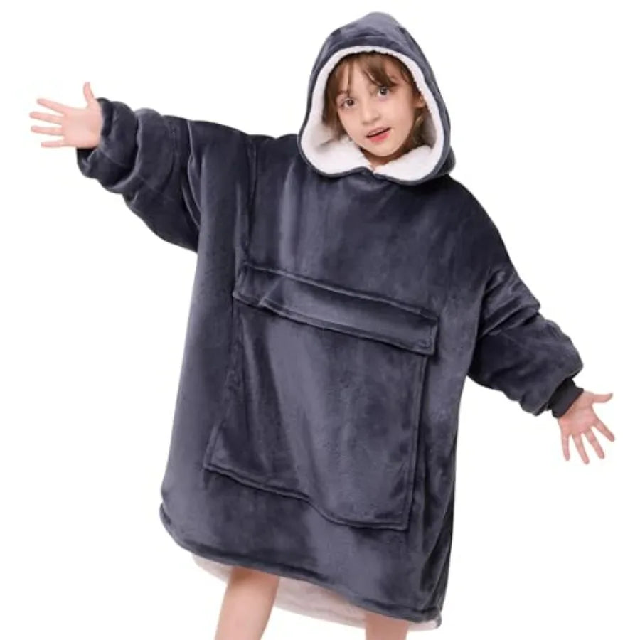 Wearable Blanket Hoodie,Oversized Blanket Sweatshirt with Sherpa Teen Girl Gifts for,Youth, Boys, Girls, 8-15 Year Old Girl Boy