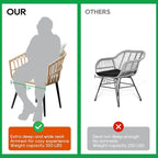 3 Piece Patio Bistro Set, Outdoor Wicker Balcony urniture Sets | Rattan Table and Chairs Set o 2 or Porch Backyard Lawn Poolside