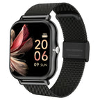 Full Touchscreen Smartwatch for Men and Women, Wireless Bluetooth for Making/answering Calls, 100+ Sports Modes, Weather, Stopwatch, Timer, Alarm Clock, Alloy Case, Stainless Steel Strap, Stylish and Minimalist Design, Compat