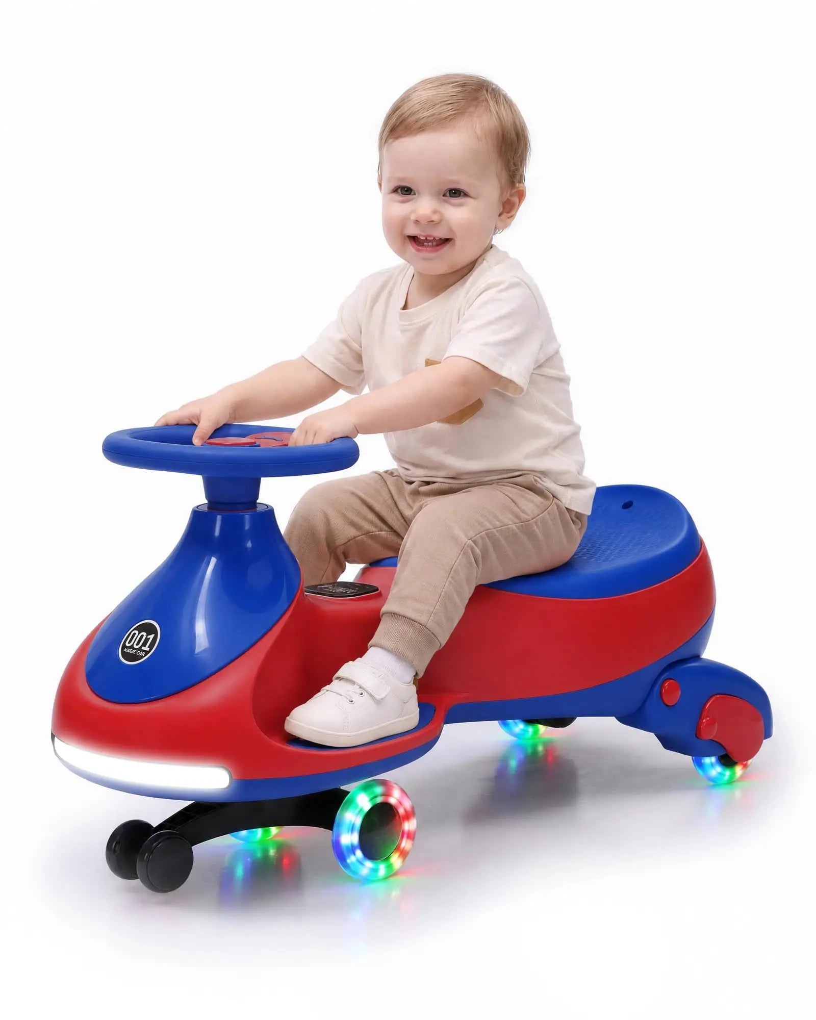 12V 2-in-1 Kids Electric Wiggle Car Ride On – Pedal & Swing, 360° Steering, Flashing Wheels, Music, Anti-Rollover, Rechargeable Battery, High Weight Capacity – Indoor Outdoor