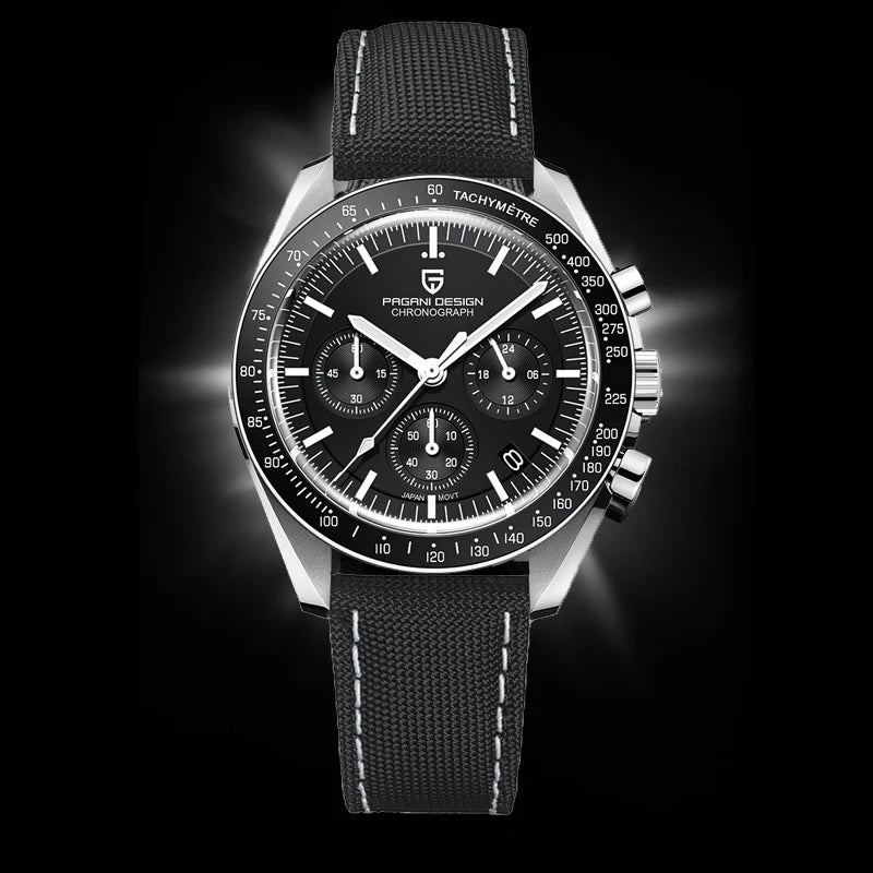 PAGANI DESIGN 1701 Moon Watches 2026 New Woven Strap Luxury Quartz Watch For Men Speed Chronograph AR Sapphire Mirror Wristwatch