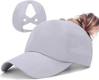 Quick Drying Trucker Hats 1pc Womens Criss Cross Ponytail Baseball Cap Adjustable High Messy Bun Ponycap Unisex Adult